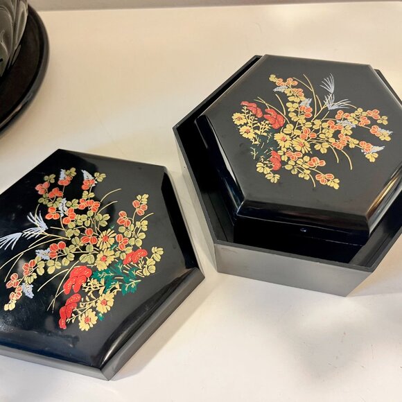 Vintage Set of 3 Nesting Hexagon Trinket Boxes - 90's Home Decor - Teenager Gift - Picture 3 of 6